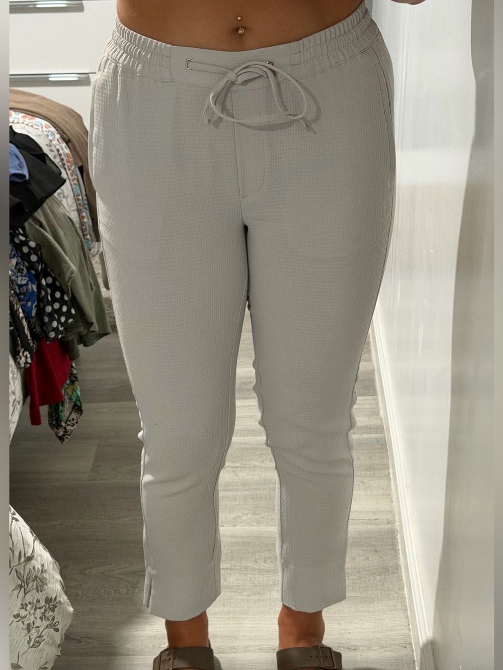 H&M Light Gray Cropped Drawstring Pants